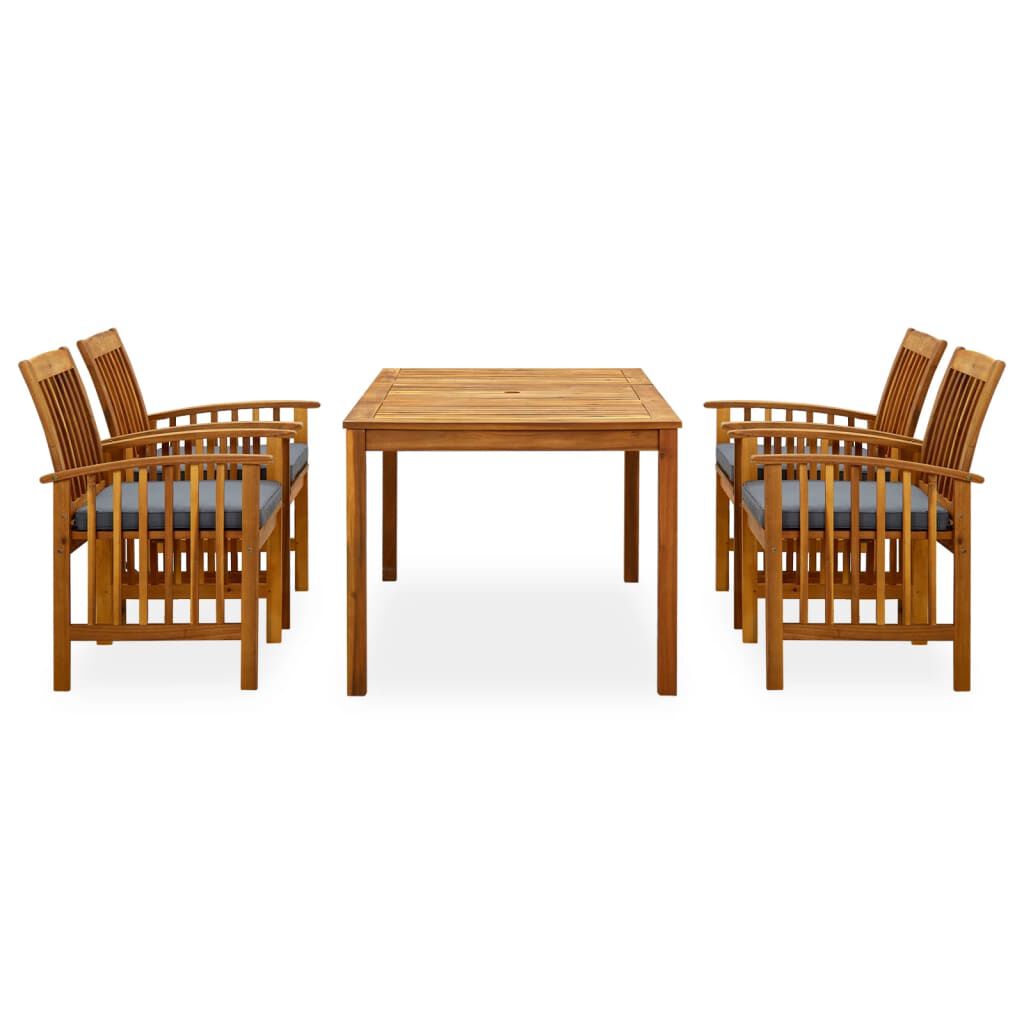 vidaXL 5 Piece Garden Dining Set with Cushions Solid Acacia Wood