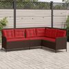 vidaXL Garden Sofa with Cushions L-Shaped Brown Poly Rattan
