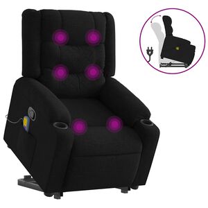 vidaXL Stand up Massage Recliner Chair Black Fabric