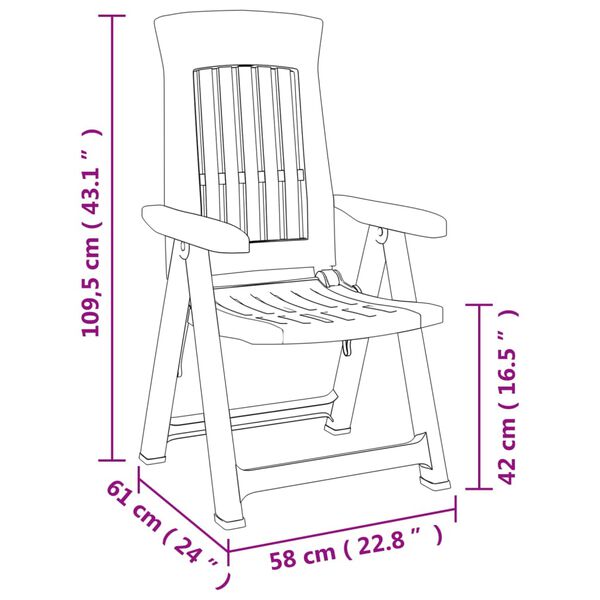 vidaXL Garden Reclining Chairs 2 pcs White PP