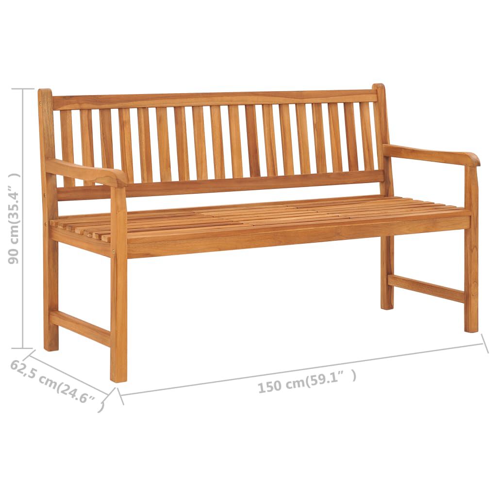 vidaXL 3-Seater Garden Bench with Table 150 cm Solid Teak Wood