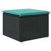 vidaXL Garden Stool with Cushion Black 55x55x37 cm Poly Rattan