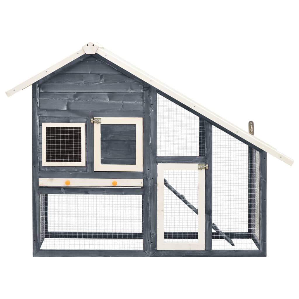 vidaXL Rabbit Hutch Grey and White 140x63x120 cm Solid Firwood