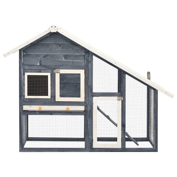vidaXL Rabbit Hutch Grey and White 140x63x120 cm Solid Firwood