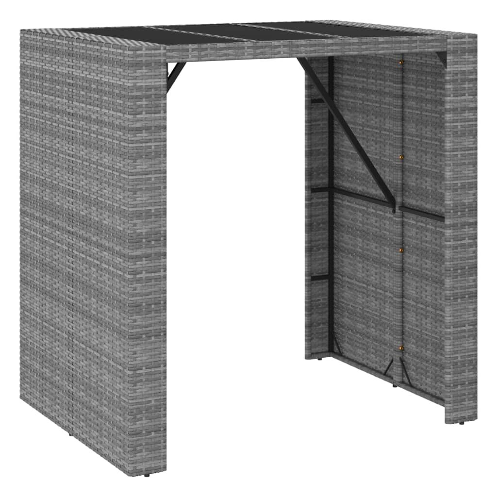vidaXL 5 Piece Garden Bar Set with Cushions Grey Poly Rattan