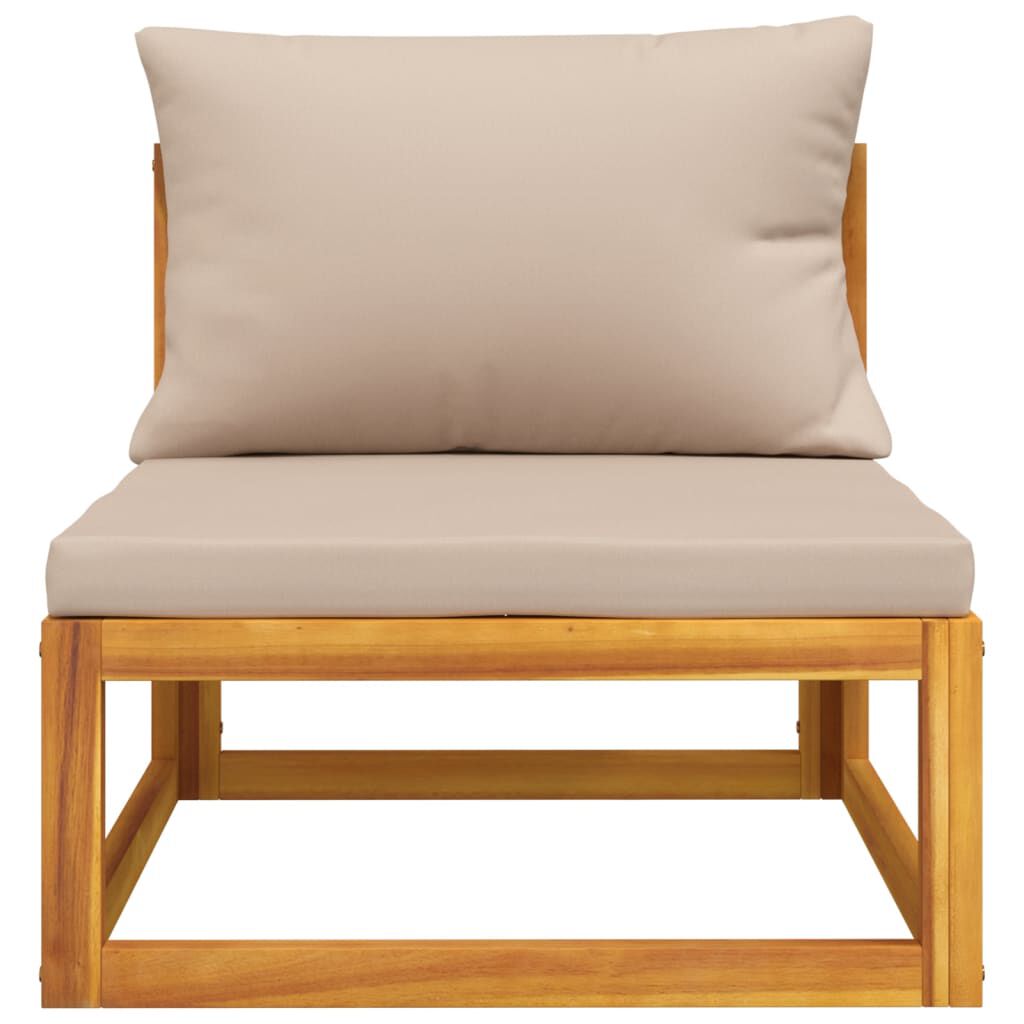 vidaXL Garden Middle Sofa with Taupe Cushions Solid Wood Acacia