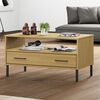 vidaXL Coffee Table with Metal Legs Brown 85x50x45cm Solid Wood OSLO