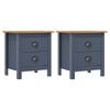 vidaXL Bedside Cabinets Hill 2pcs Grey 46x35x49.5 cm Pine Wood