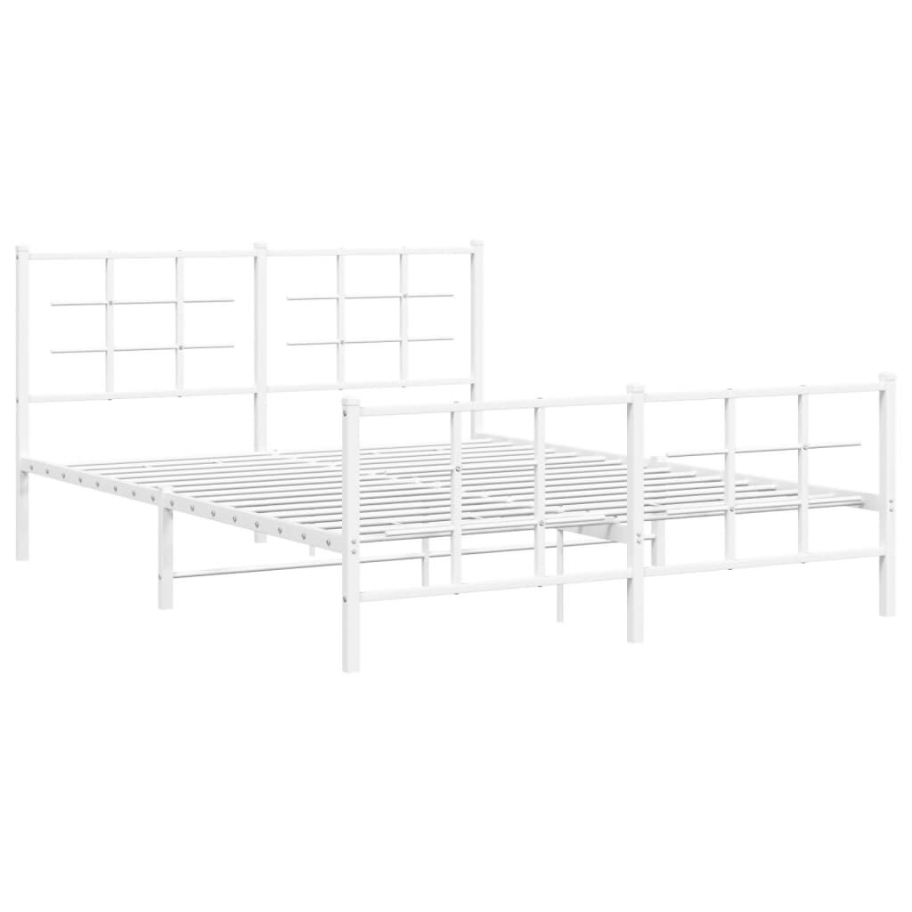 vidaXL Metal Bed Frame without Mattress with Footboard White 150x200cm