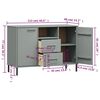 vidaXL Sideboard with Metal Legs Grey 113x40x77 cm Solid Wood OSLO