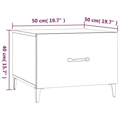 vidaXL Coffee Table with Metal Legs 2 pcs Sonoma Oak 50x50x40 cm