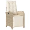 vidaXL Reclining Garden Chairs 2 pcs with Footrest Beige Poly Rattan