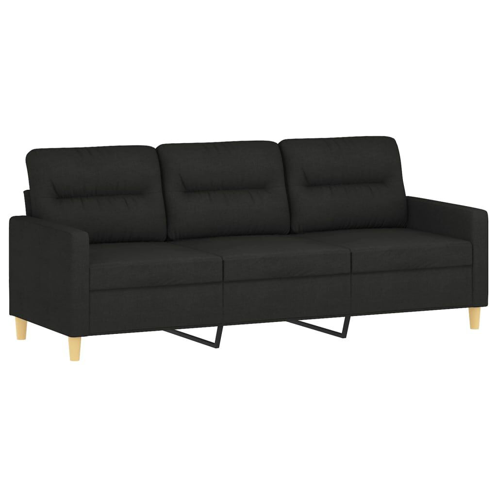 vidaXL 2 Piece Sofa Set with Cushions Black Fabric