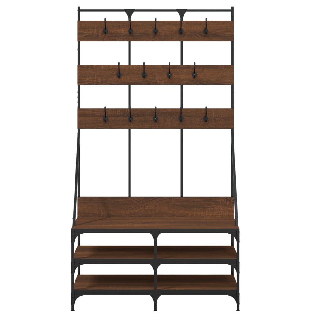 vidaXL Clothes Rack with Shoe Storage Brown Oak 100x40x184 cm
