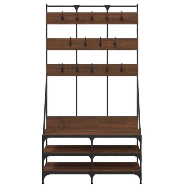 vidaXL Clothes Rack with Shoe Storage Brown Oak 100x40x184 cm