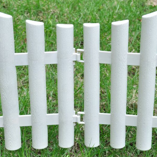 vidaXL White Lawn Divider 17 pcs / 10 m