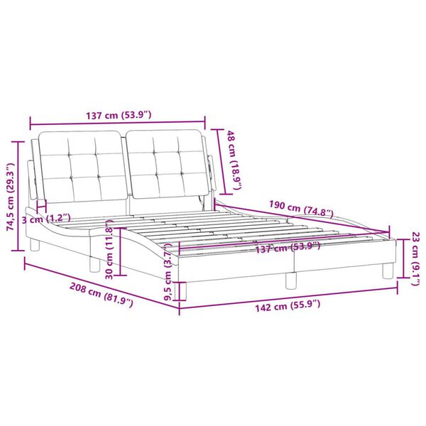 vidaXL Bed Frame with LED without Mattress "Zadar" White 137x190 cm