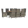 vidaXL 9 Piece Garden Dining Set with Cushions Grey Poly Rattan