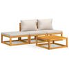 vidaXL 4 Piece Garden Lounge Set with Light Grey Cushions Solid Wood