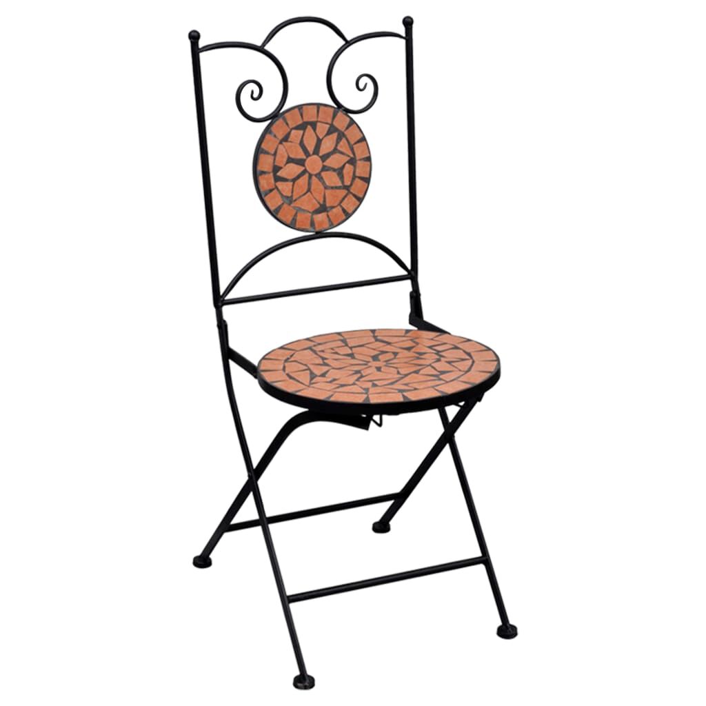 vidaXL 3 Piece Mosaic Bistro Set Ceramic Tile Terracotta