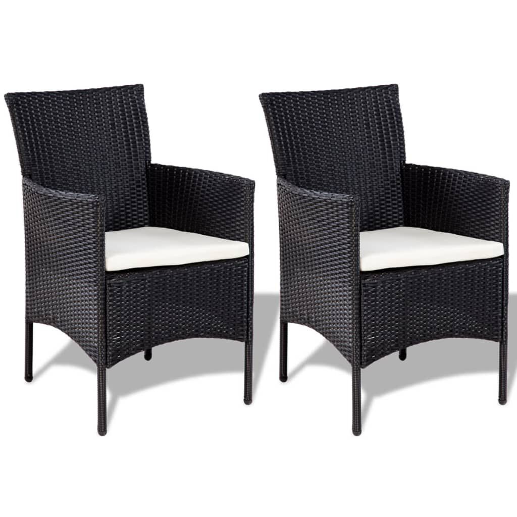 vidaXL 4 Piece Garden lounge Set with Cushions Poly Rattan Black