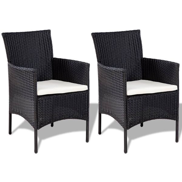 vidaXL 4 Piece Garden lounge Set with Cushions Poly Rattan Black