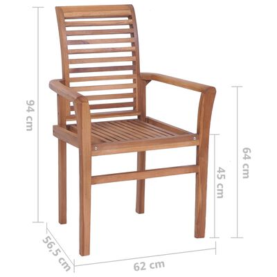 vidaXL Stacking Dining Chairs 2 pcs Solid Teak