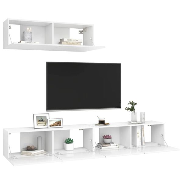 vidaXL TV Cabinets 3 pcs White Engineered Wood