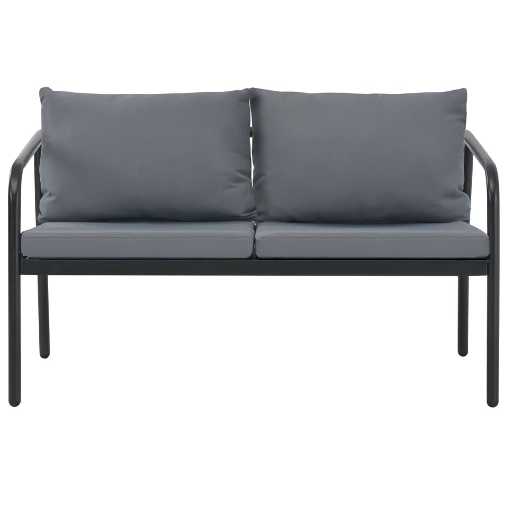 vidaXL 2 Seater Garden Bench with Cushions Grey Aluminium