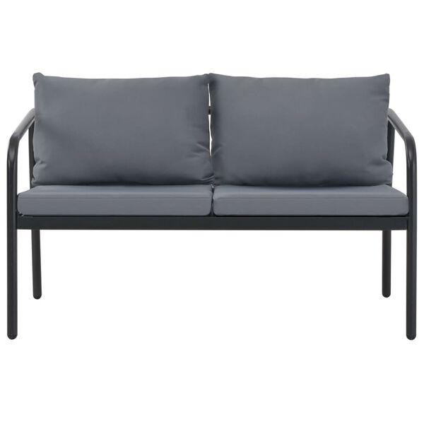 vidaXL 2 Seater Garden Bench with Cushions Grey Aluminium