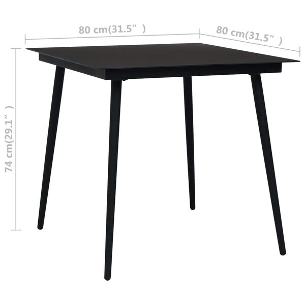 vidaXL 3 Piece Garden Dining Set Black