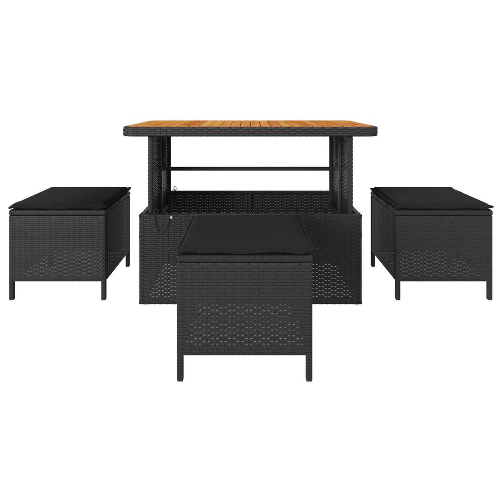 vidaXL Garden Dining Set 4 pcs Black Poly rattan