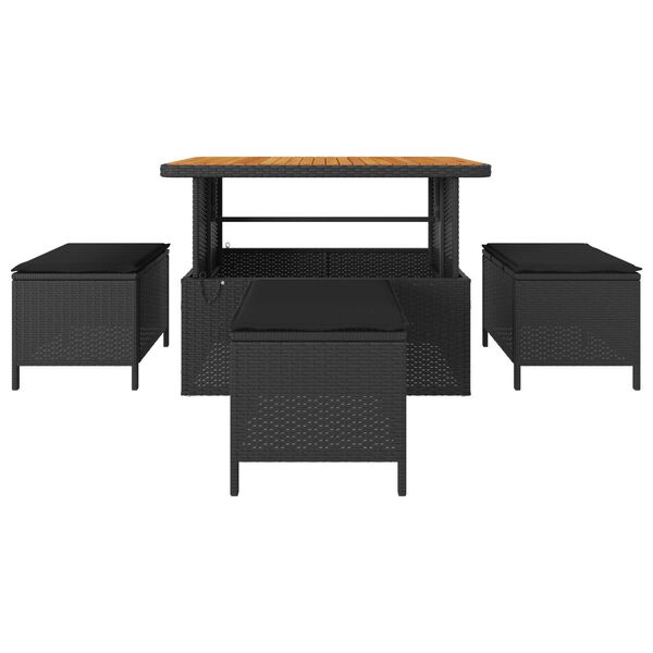 vidaXL Garden Dining Set 4 pcs Black Poly rattan
