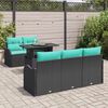 vidaXL Garden Sofa Set with Cushion 6 pcs Black Poly Rattan