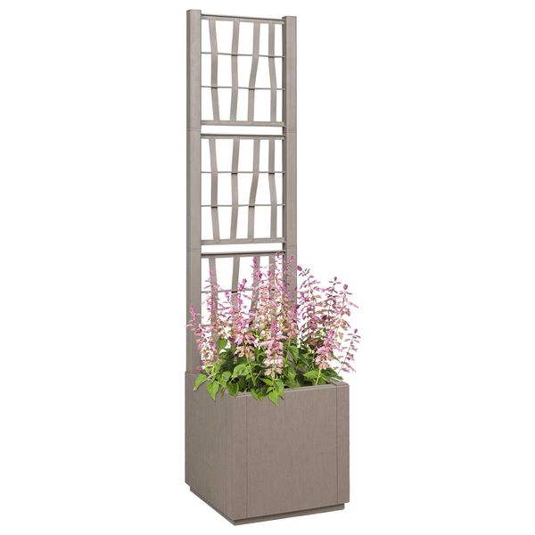 vidaXL Garden Planter with Trellis - Light Brown - 36x36x140 cm - PP
