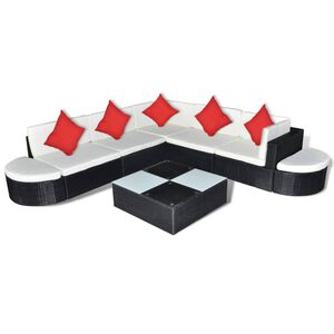 vidaXL 8 Piece Garden Lounge Set with Cushions Poly Rattan Brown