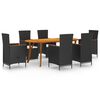vidaXL 7 Piece Garden Dining Set Black