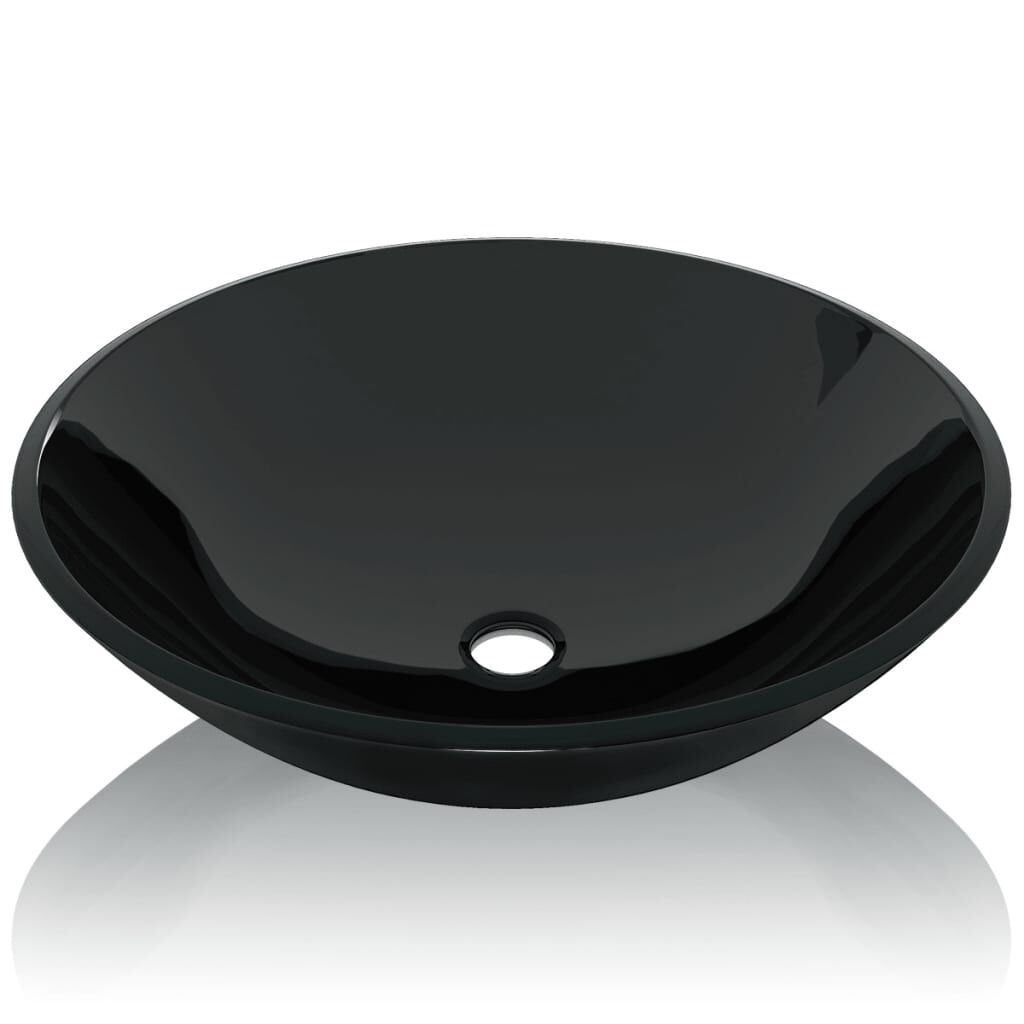 vidaXL Basin Tempered Glass 42 cm Black