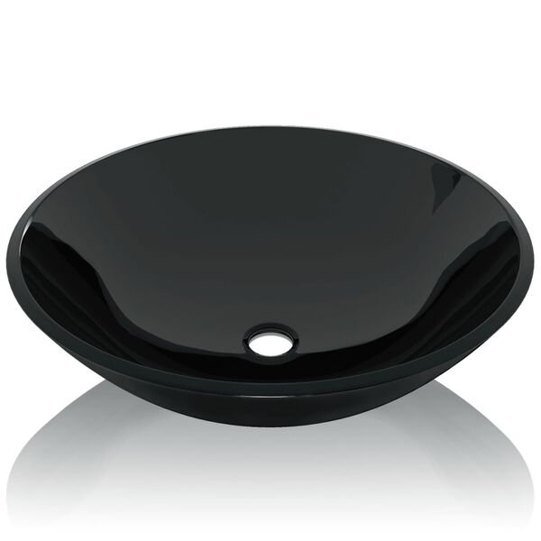 vidaXL Basin Tempered Glass 42 cm Black