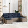 vidaXL Garden Sofa Set with Cushion 6 pcs Grey Poly Rattan