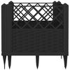 vidaXL Garden Planter with Pegs Black 43.5x43.5x43.5 cm PP