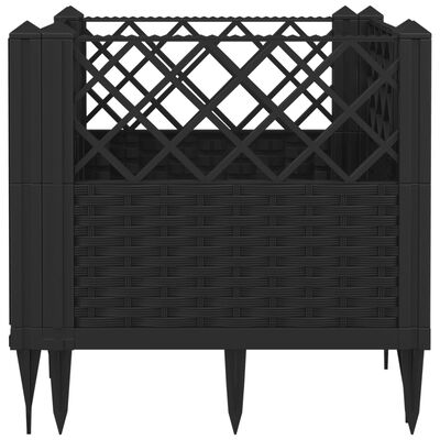 vidaXL Garden Planter with Pegs Black 43.5x43.5x43.5 cm PP