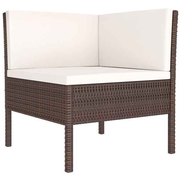 vidaXL 9 Piece Garden Lounge Set with Cushions Poly Rattan Brown