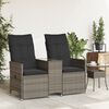 vidaXL Reclining Garden Sofa 2-Seater with Table Grey Poly Rattan