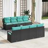 vidaXL Garden Sofa Set 7 pcs Black and Light blue 55 x 55 x 37 cm