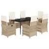 vidaXL 7 Piece Garden Dining Set with Cushions Beige Poly Rattan