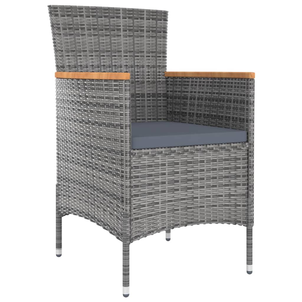 vidaXL 7 Piece Garden Dining Set with Cushions Grey