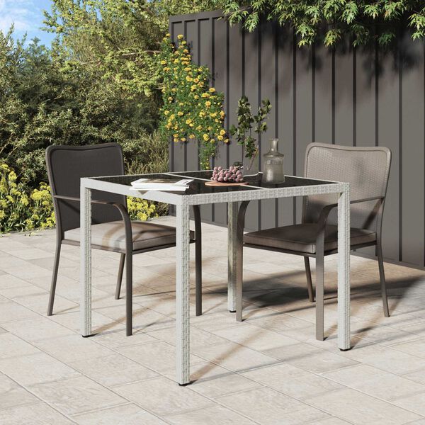 vidaXL Garden Dining Table White 90x90x75 cm Poly Rattan