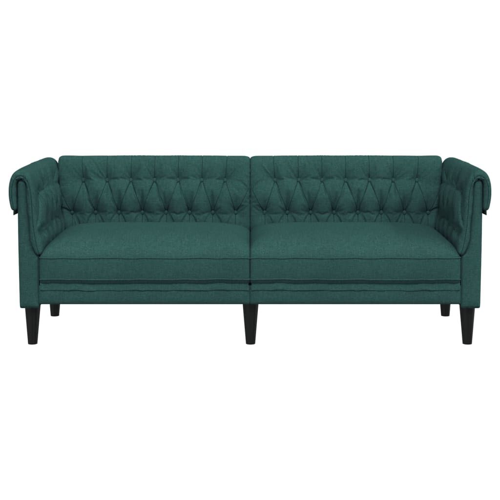 vidaXL Chesterfield Sofa 3-Seater Dark Green Fabric