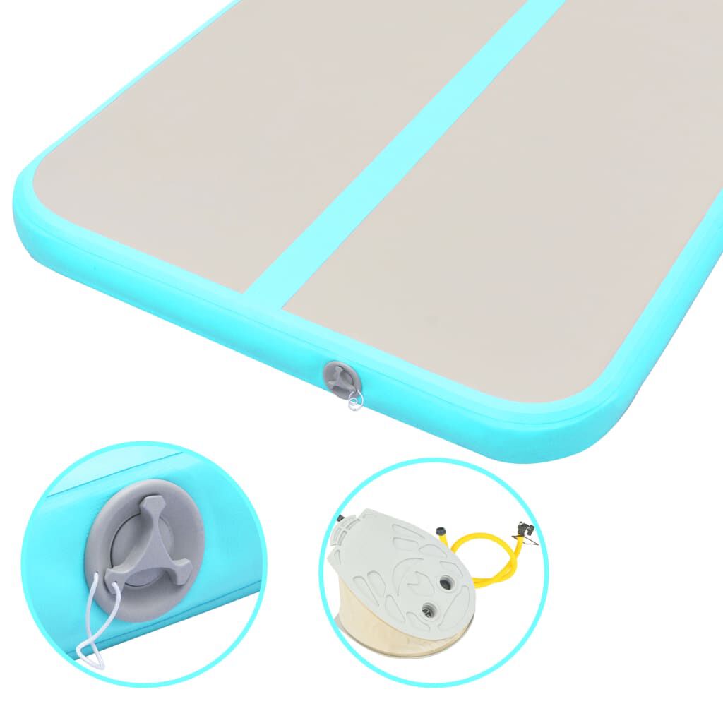 vidaXL Inflatable Gymnastics Mat with Pump 400x100x10 cm PVC Green
